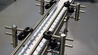 EURO-flex Scharnierkettenförderer mit glatter Scharnierbandkette in weiß und doppelter Seitenfürhugn in Edelstahl 